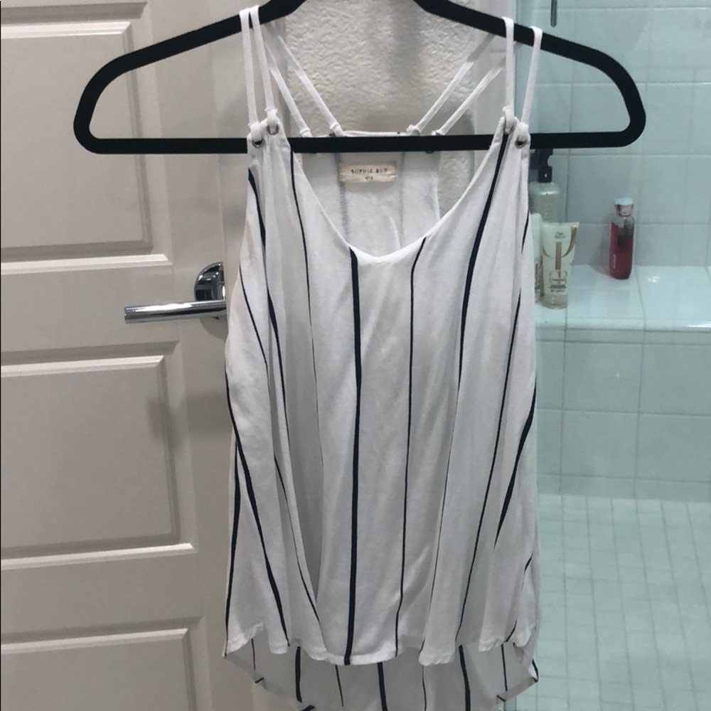 White and blue striped tank top